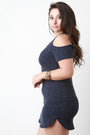 Zipper Neckline Cold Shoulder Sweater Dress