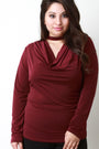 Mock Neck Draped Keyhole Long Sleeve Top - NoveltyOne