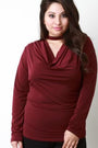 Mock Neck Draped Keyhole Long Sleeve Top - NoveltyOne