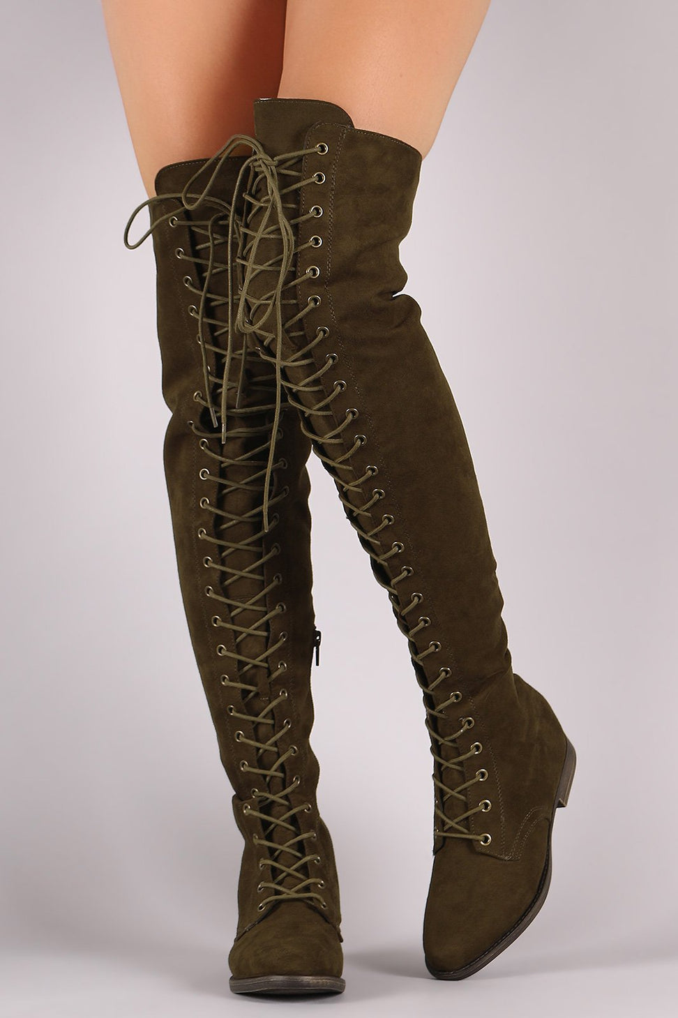 Liliana Combat OTK Almond Toe Boots