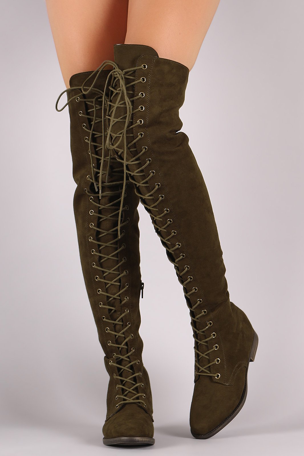 Liliana Combat OTK Almond Toe Boots