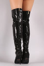Sequin Pointy Toe Lace-Up Stiletto Over-The-Knee Boots