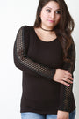 Long Sleeve Lattice Trim Top - NoveltyOne