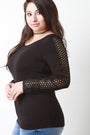 Long Sleeve Lattice Trim Top - NoveltyOne