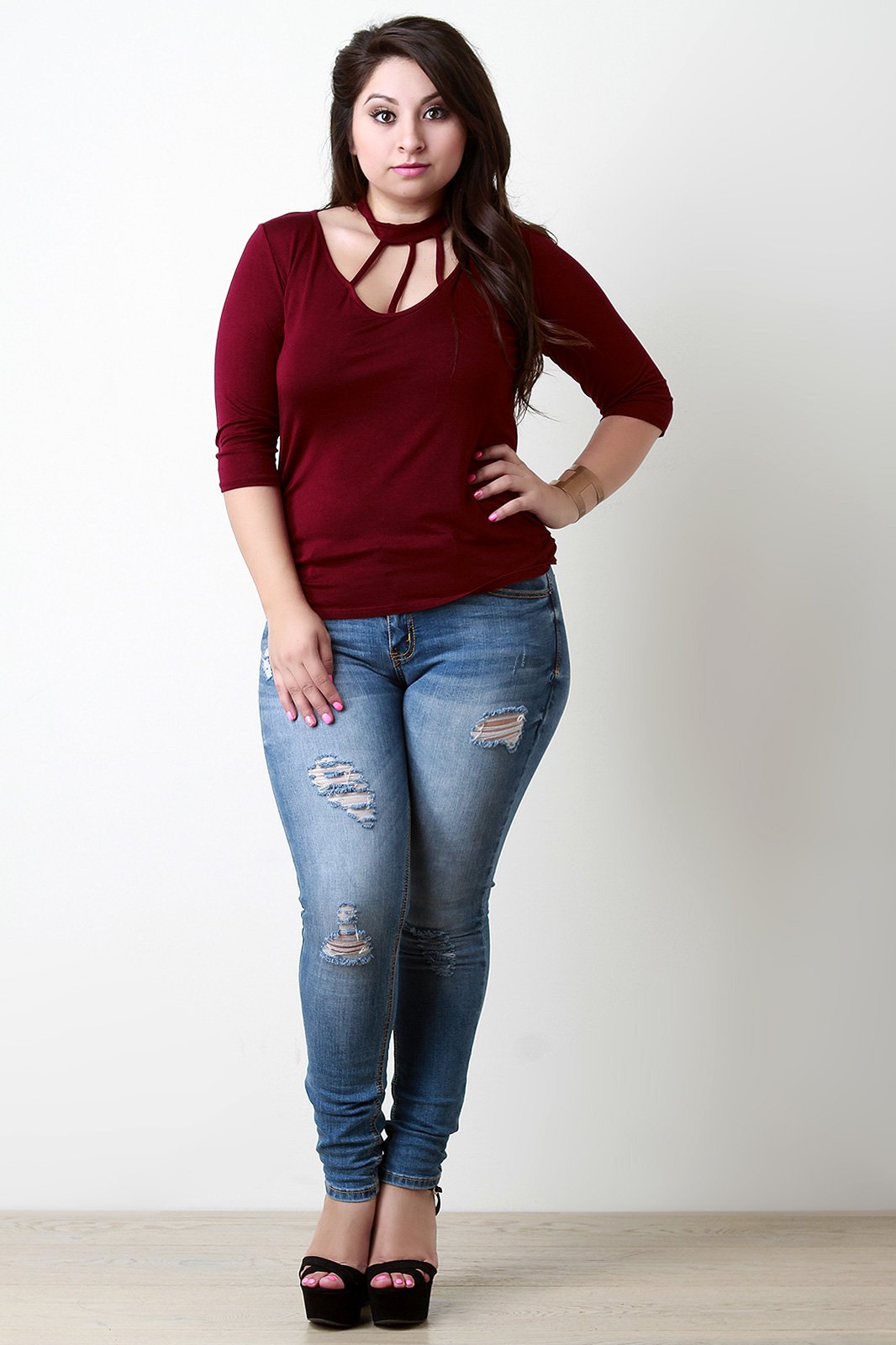 Strappy Caged Yoke Choker Banded Top