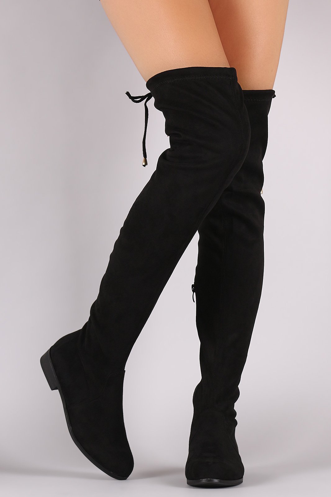 Suede Slim Lace-Tie Riding Over-The-Knee Boots