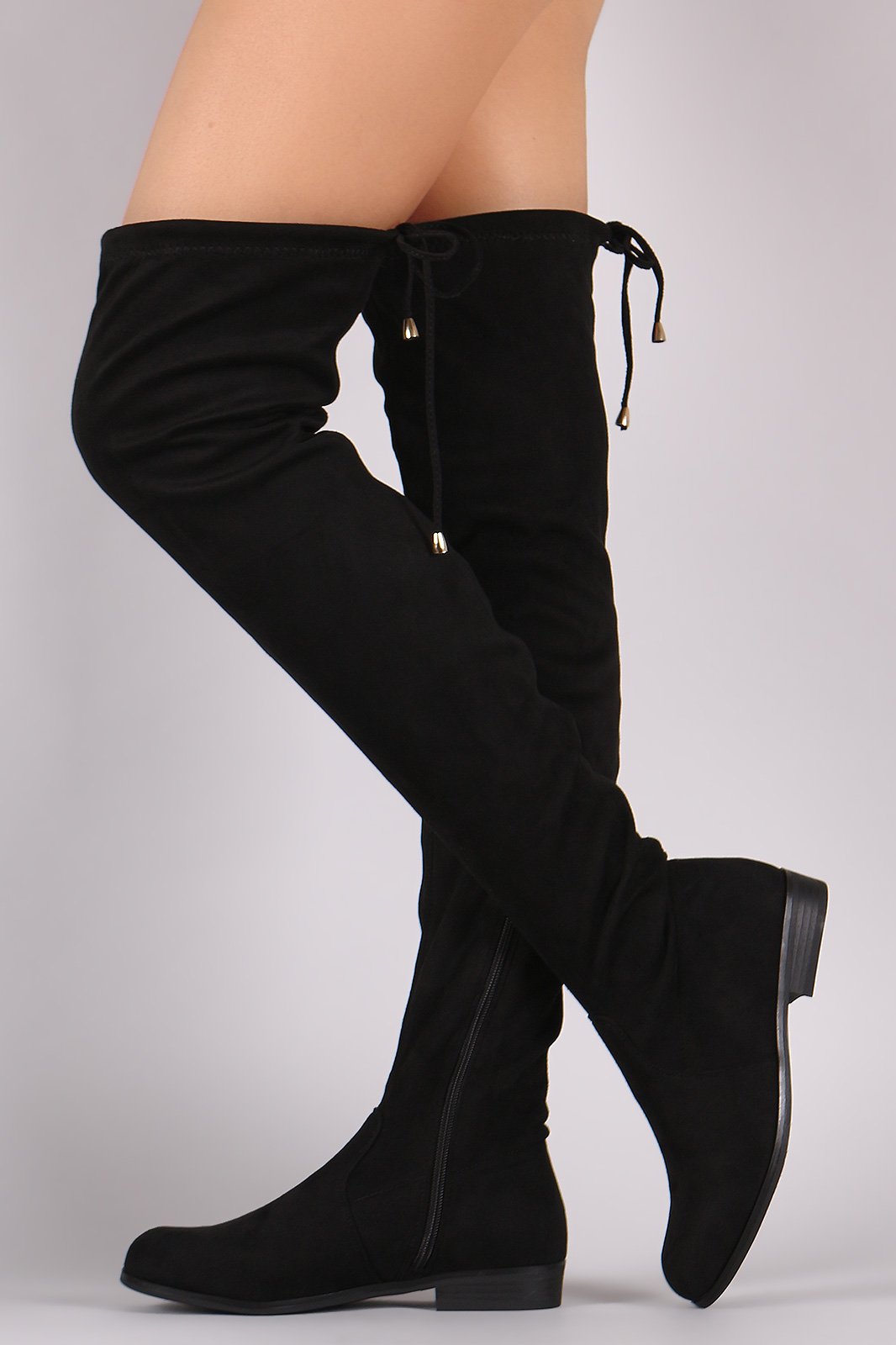 Suede Slim Lace-Tie Riding Over-The-Knee Boots