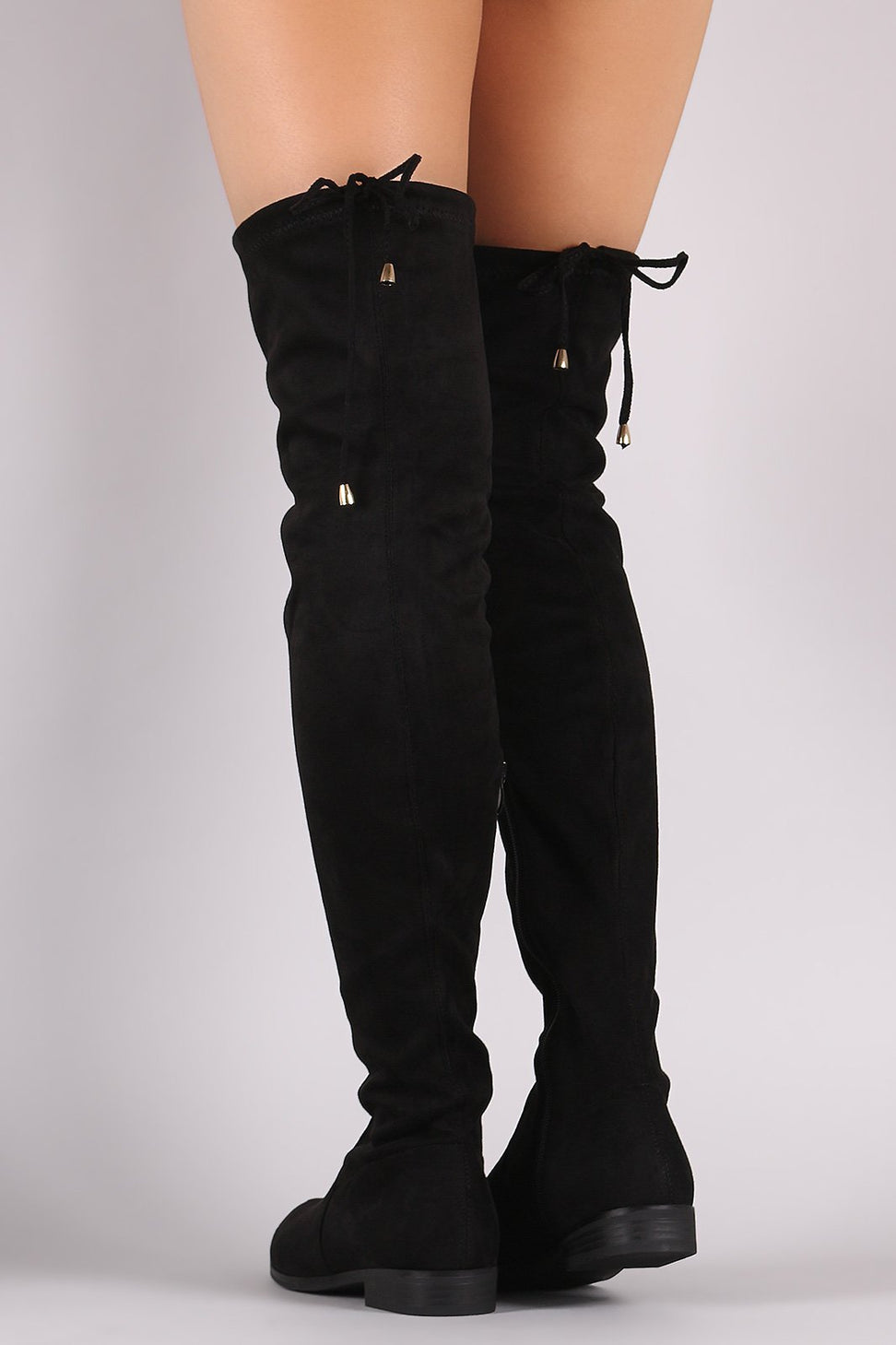 Suede Slim Lace-Tie Riding Over-The-Knee Boots