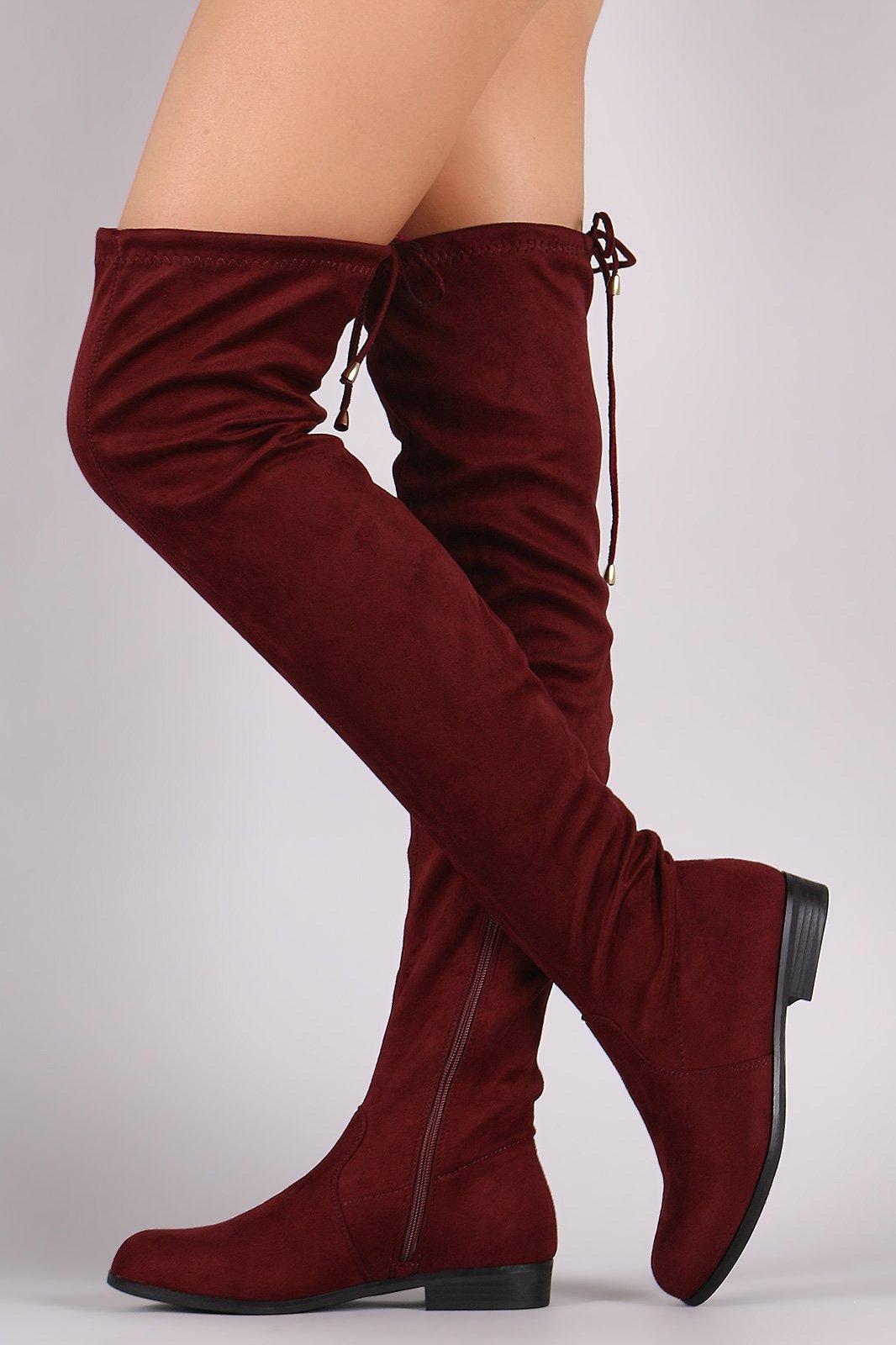 Suede Slim Lace-Tie Riding Over-The-Knee Boots