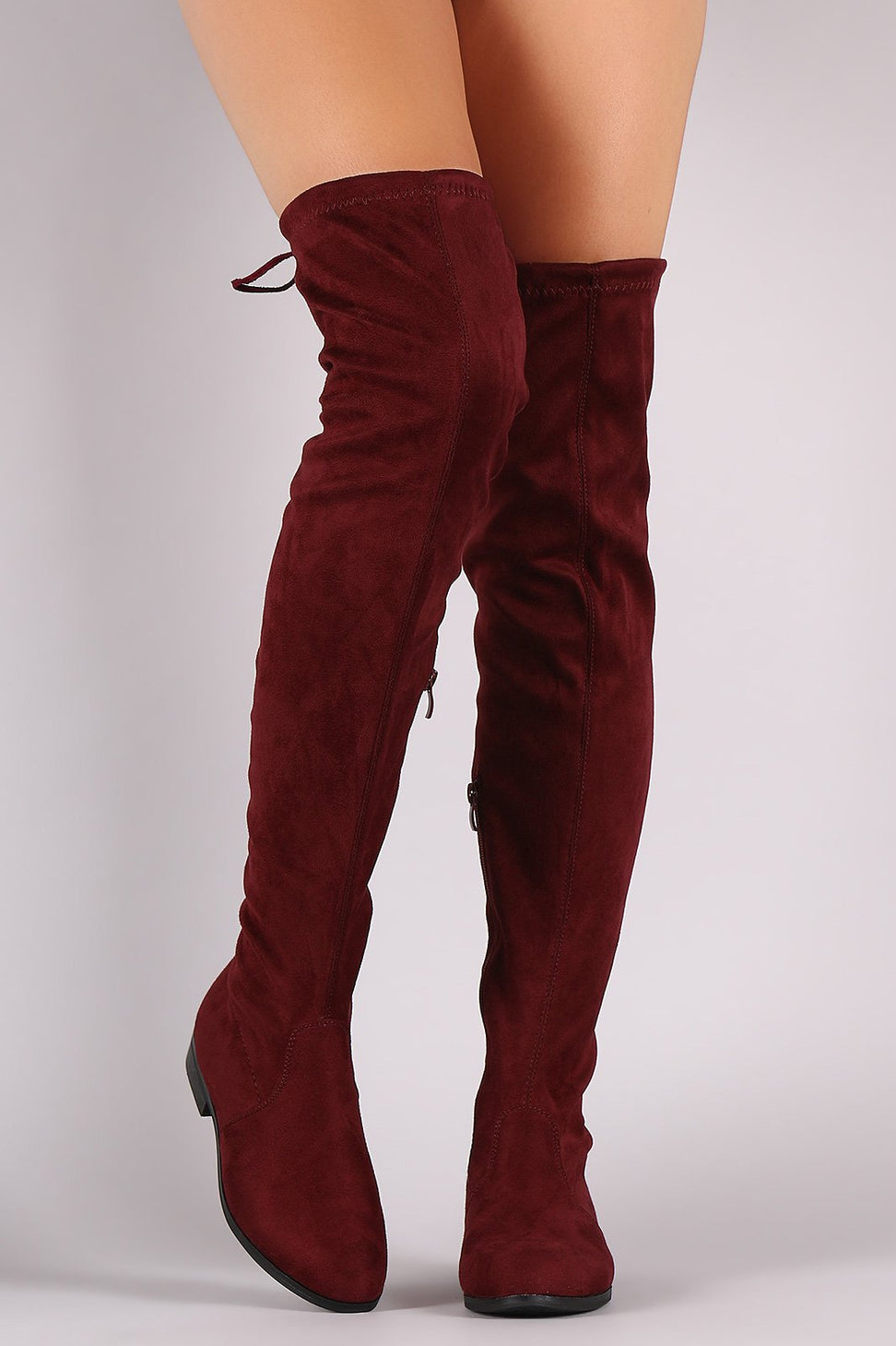 Suede Slim Lace-Tie Riding Over-The-Knee Boots