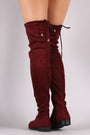 Suede Slim Lace-Tie Riding Over-The-Knee Boots