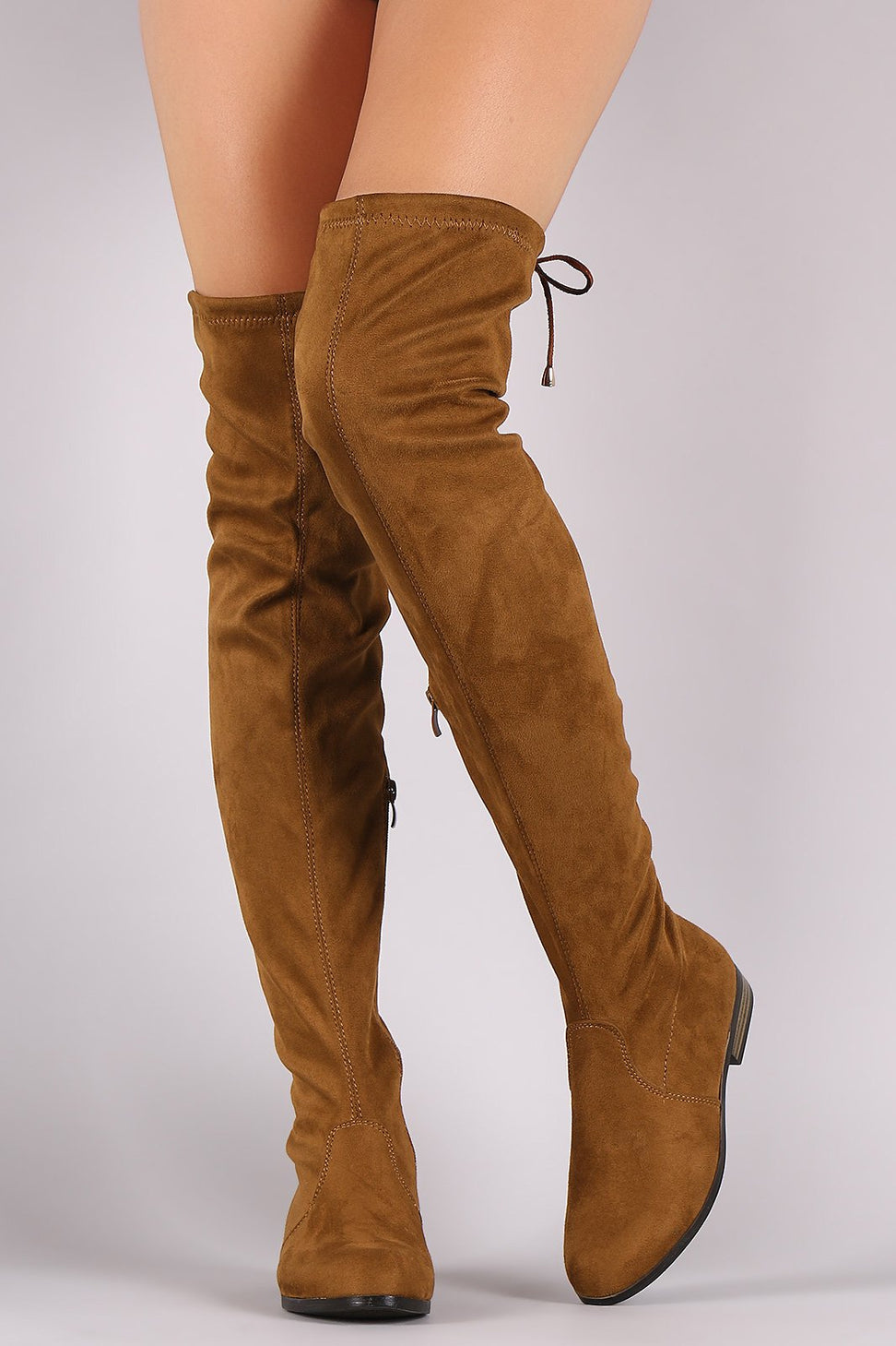 Suede Slim Lace-Tie Riding Over-The-Knee Boots