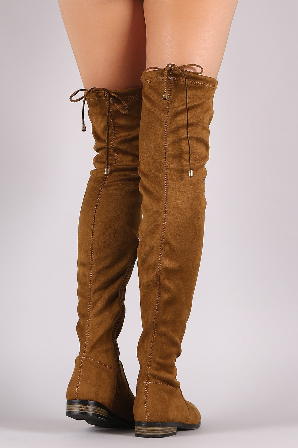 Suede Slim Lace-Tie Riding Over-The-Knee Boots