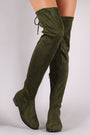 Suede Slim Lace-Tie Riding Over-The-Knee Boots