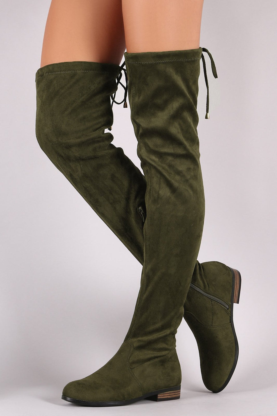 Suede Slim Lace-Tie Riding Over-The-Knee Boots