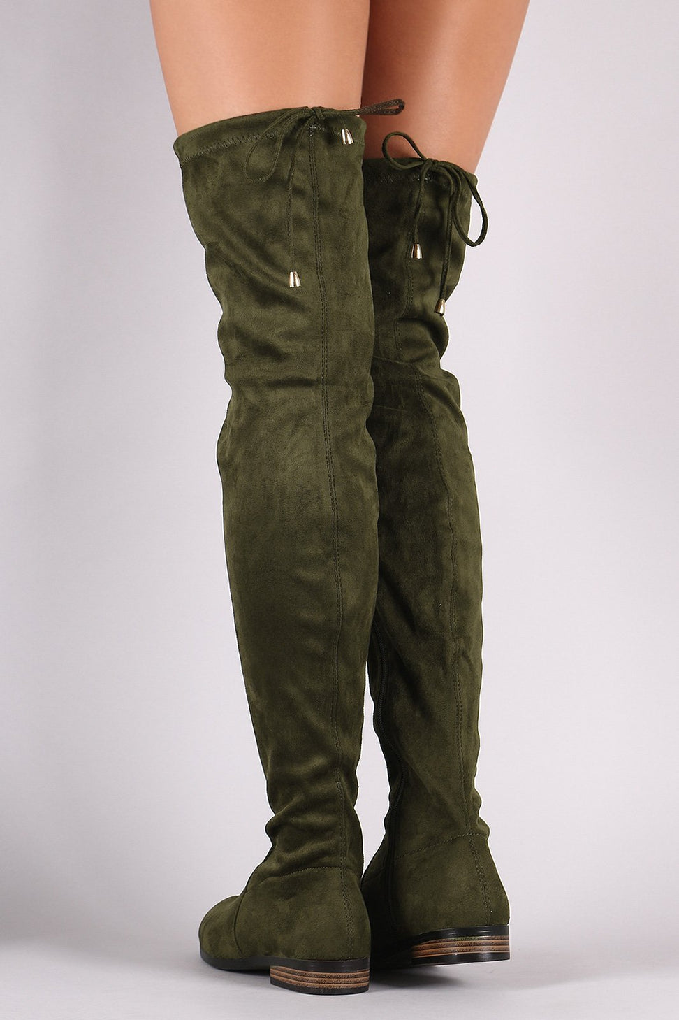 Suede Slim Lace-Tie Riding Over-The-Knee Boots