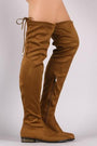 Suede Slim Lace-Tie Riding Over-The-Knee Boots