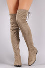 Suede Slim Lace-Tie Riding Over-The-Knee Boots