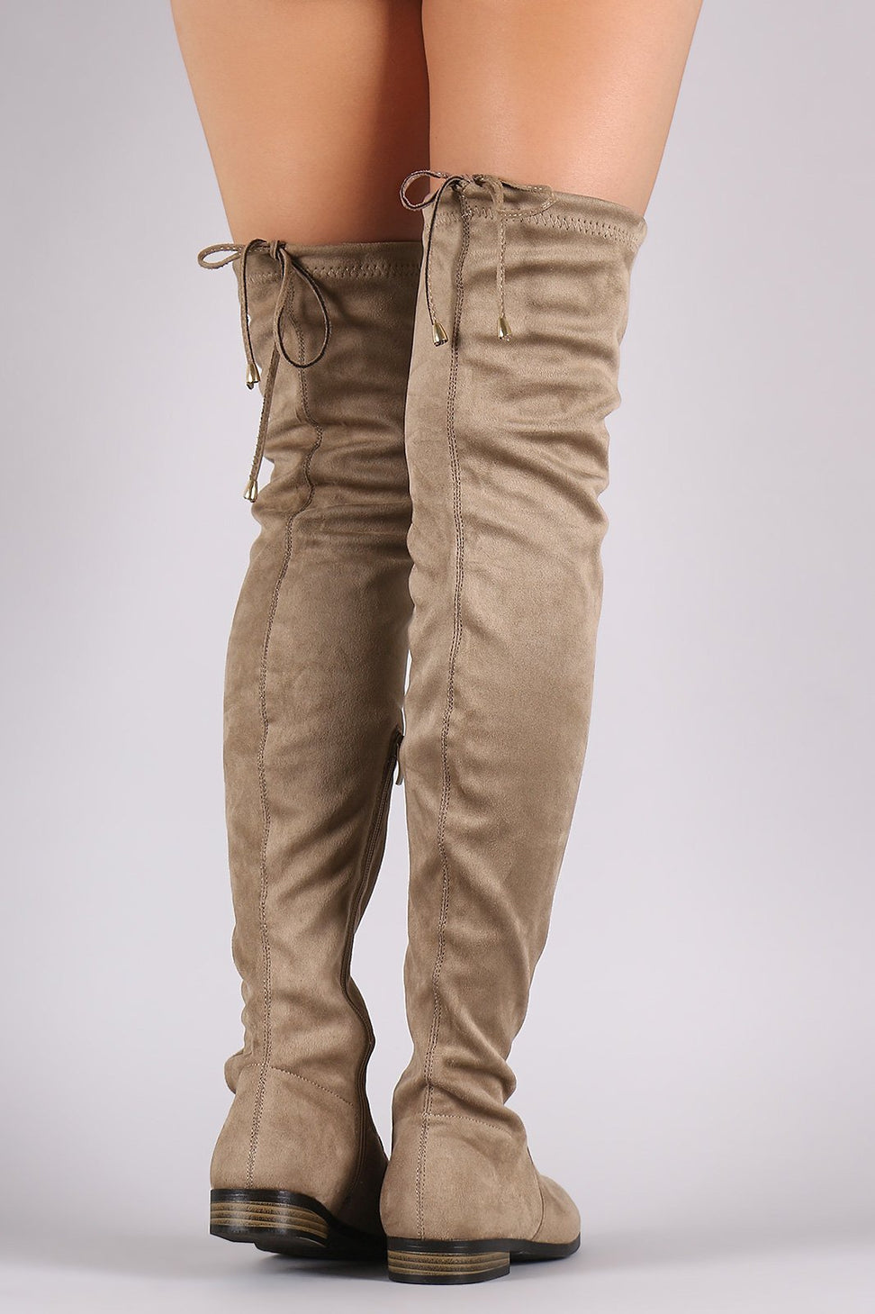 Suede Slim Lace-Tie Riding Over-The-Knee Boots