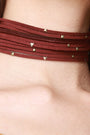 Vegan Suede Strappy Studded Wide Choker Necklace