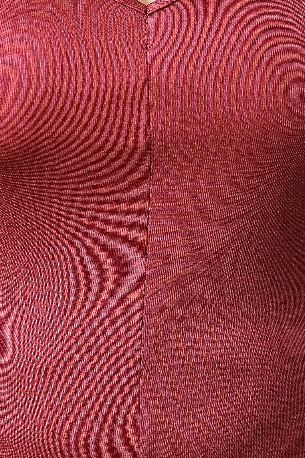 Simple V Neck Rib Knit Dress