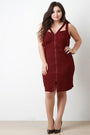 Illusion Stripe Zip Up Sleeveless Strappy Sheath Dress