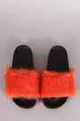 Open Toe Furry Slide Sandal