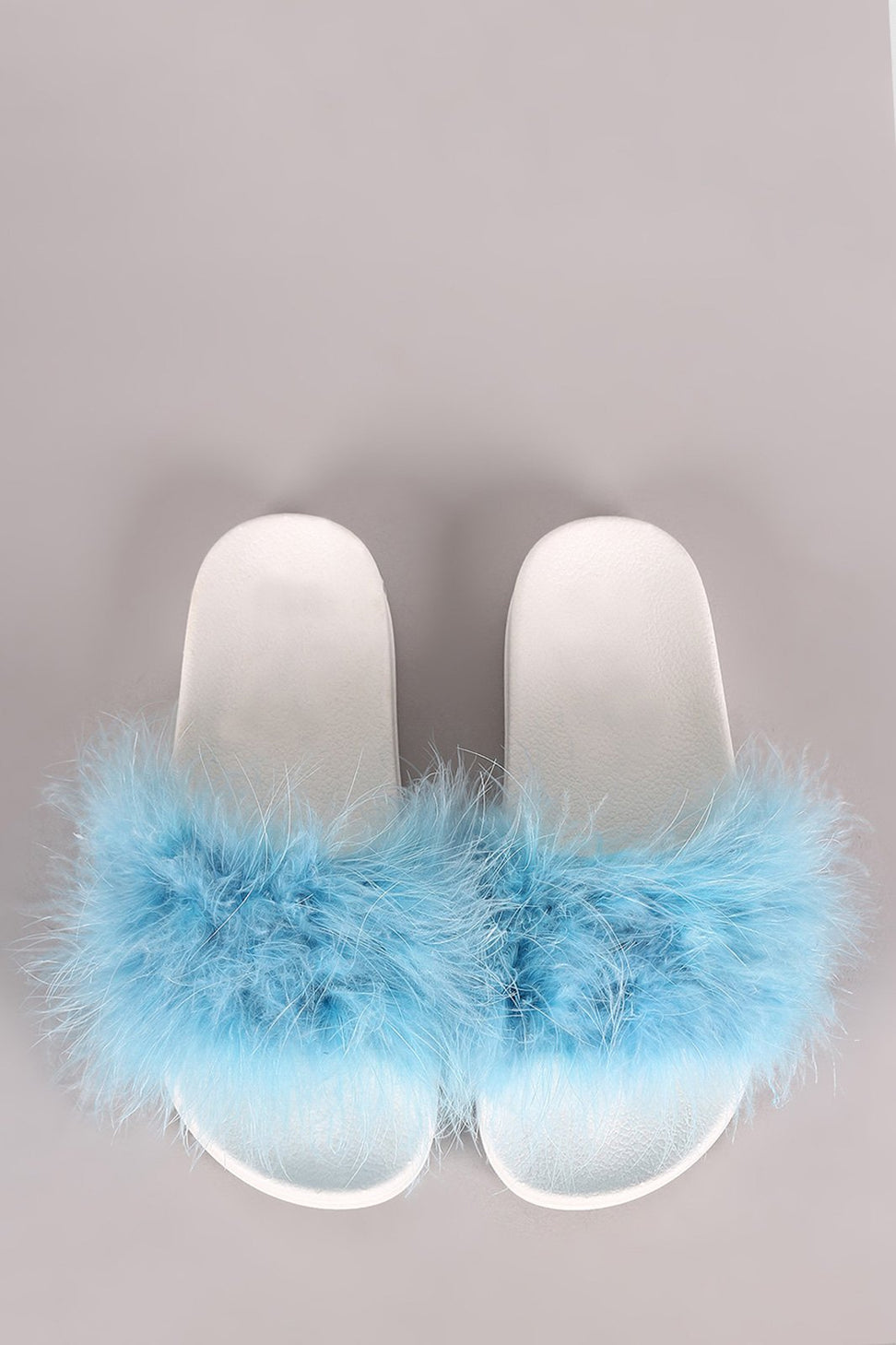 Shoe Republic LA Feathers Open Toe Slide Sandal