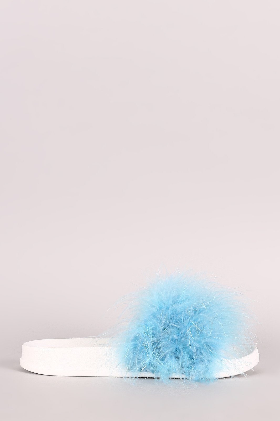 Shoe Republic LA Feathers Open Toe Slide Sandal