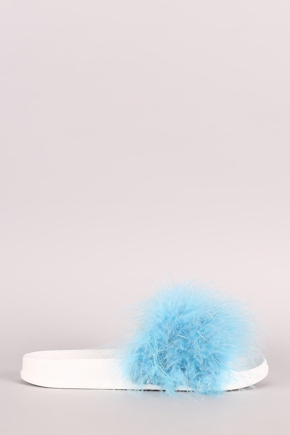 Shoe Republic LA Feathers Open Toe Slide Sandal