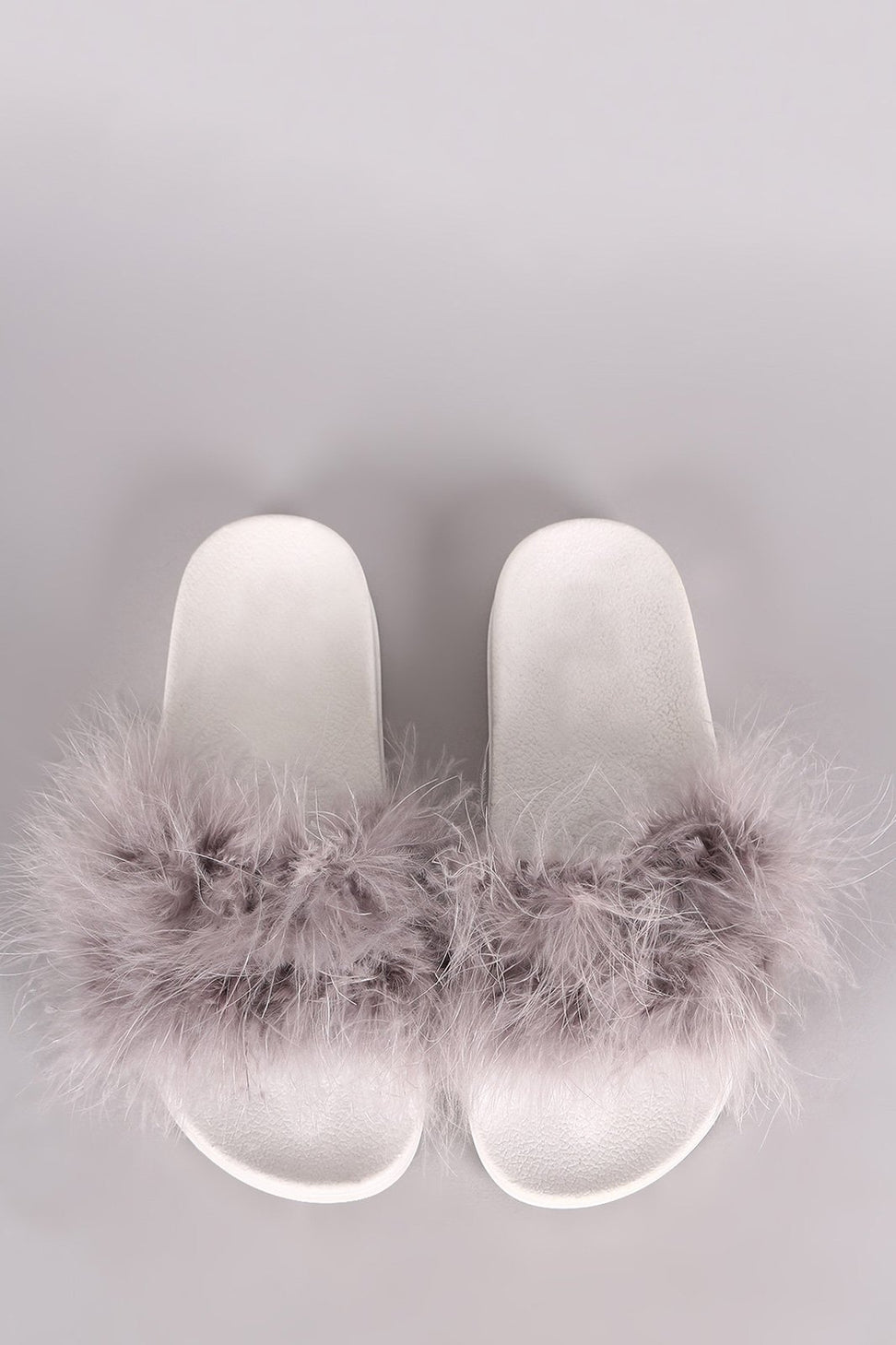Shoe Republic LA Feathers Open Toe Slide Sandal