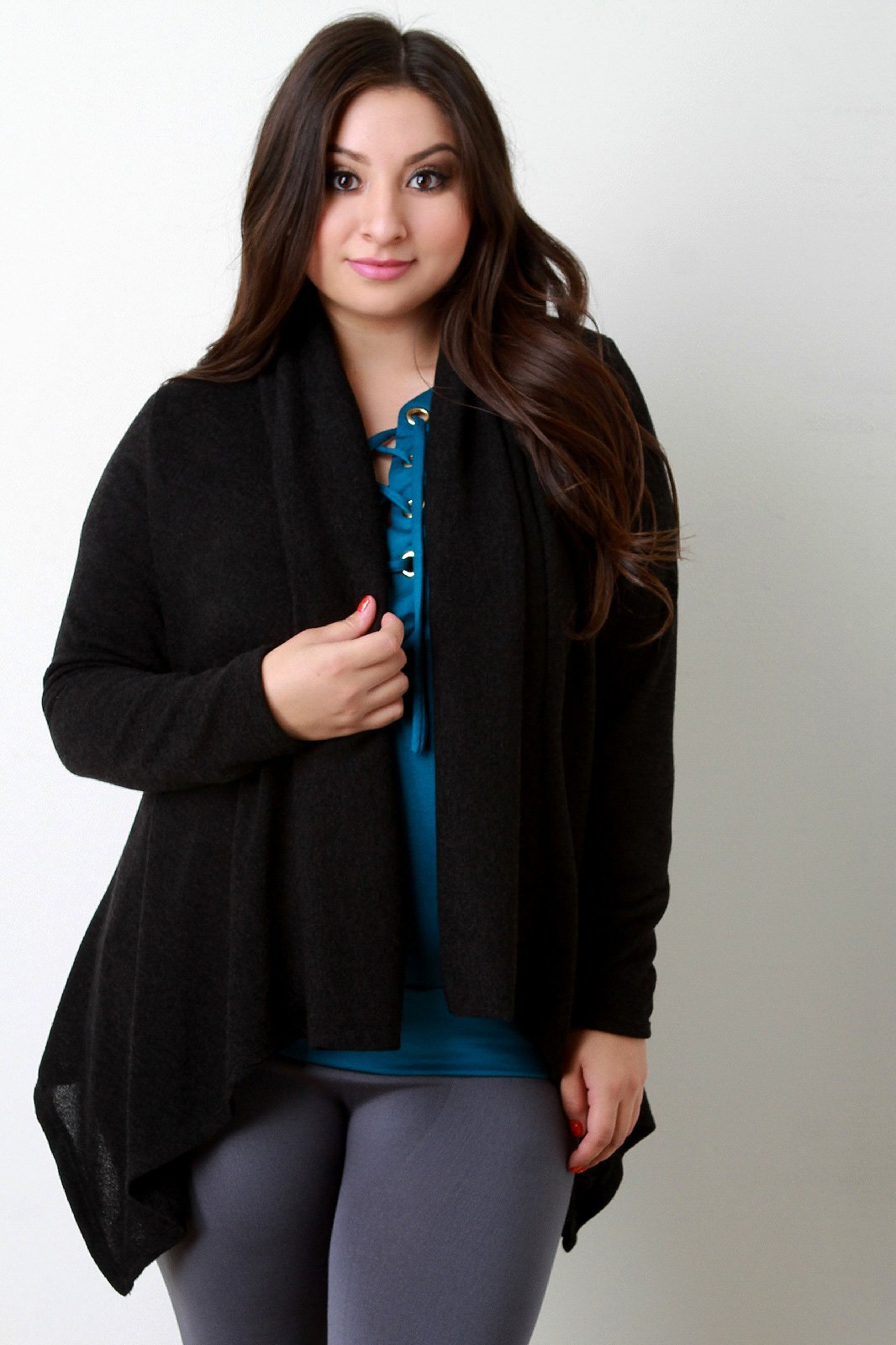 Loose Knit Draped Wide Collar Cardigan - NoveltyOne