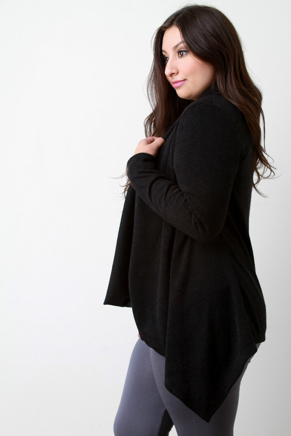 Loose Knit Draped Wide Collar Cardigan - NoveltyOne