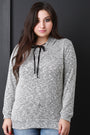 Marled Knit Hooded Long Sleeve Sweater