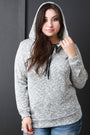 Marled Knit Hooded Long Sleeve Sweater