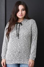 Marled Knit Hooded Long Sleeve Sweater