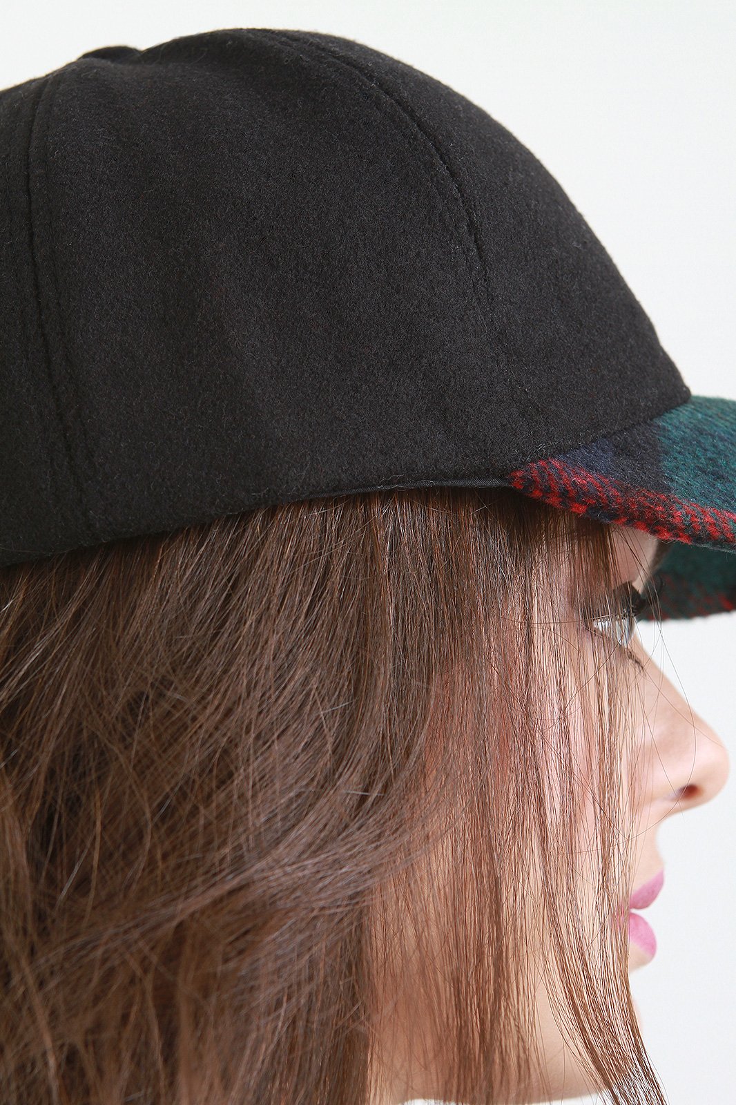 Wool Plaid Brim Baseball Cap