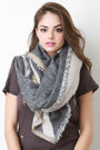 Geo Pattern Woven Square Frayed Scarf - NoveltyOne