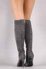 Suede Grommets Corset Lace Up Stiletto Boots