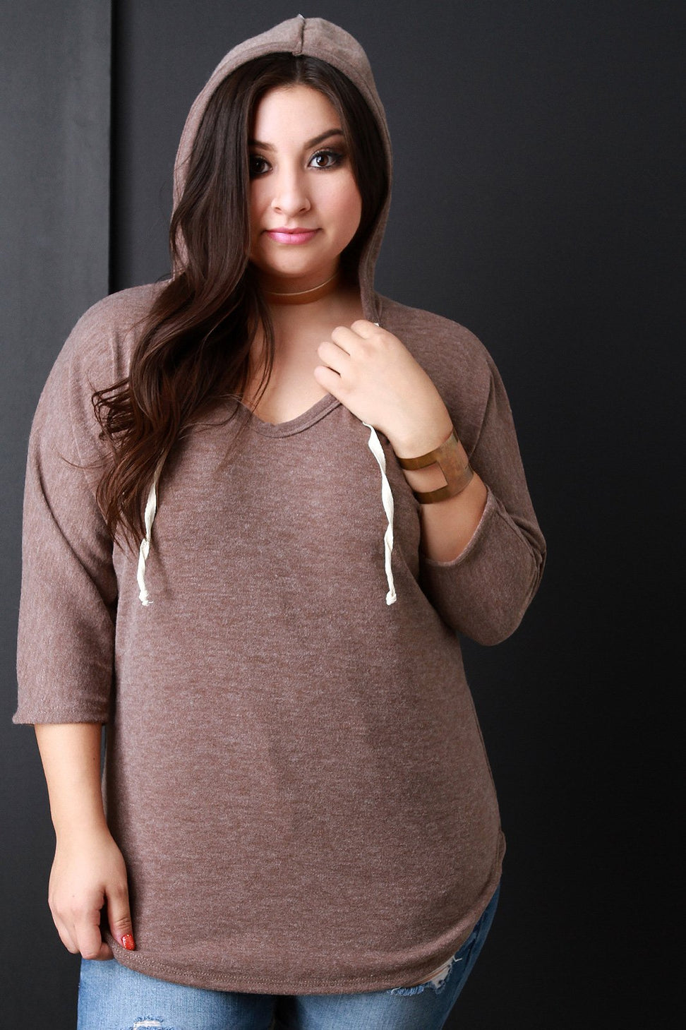 Casual Hooded Dolman Sleeve Sweater