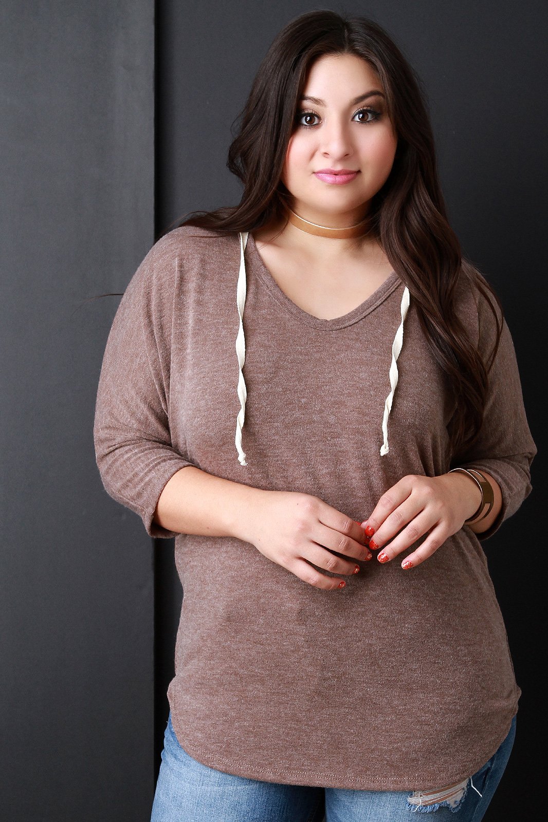 Casual Hooded Dolman Sleeve Sweater