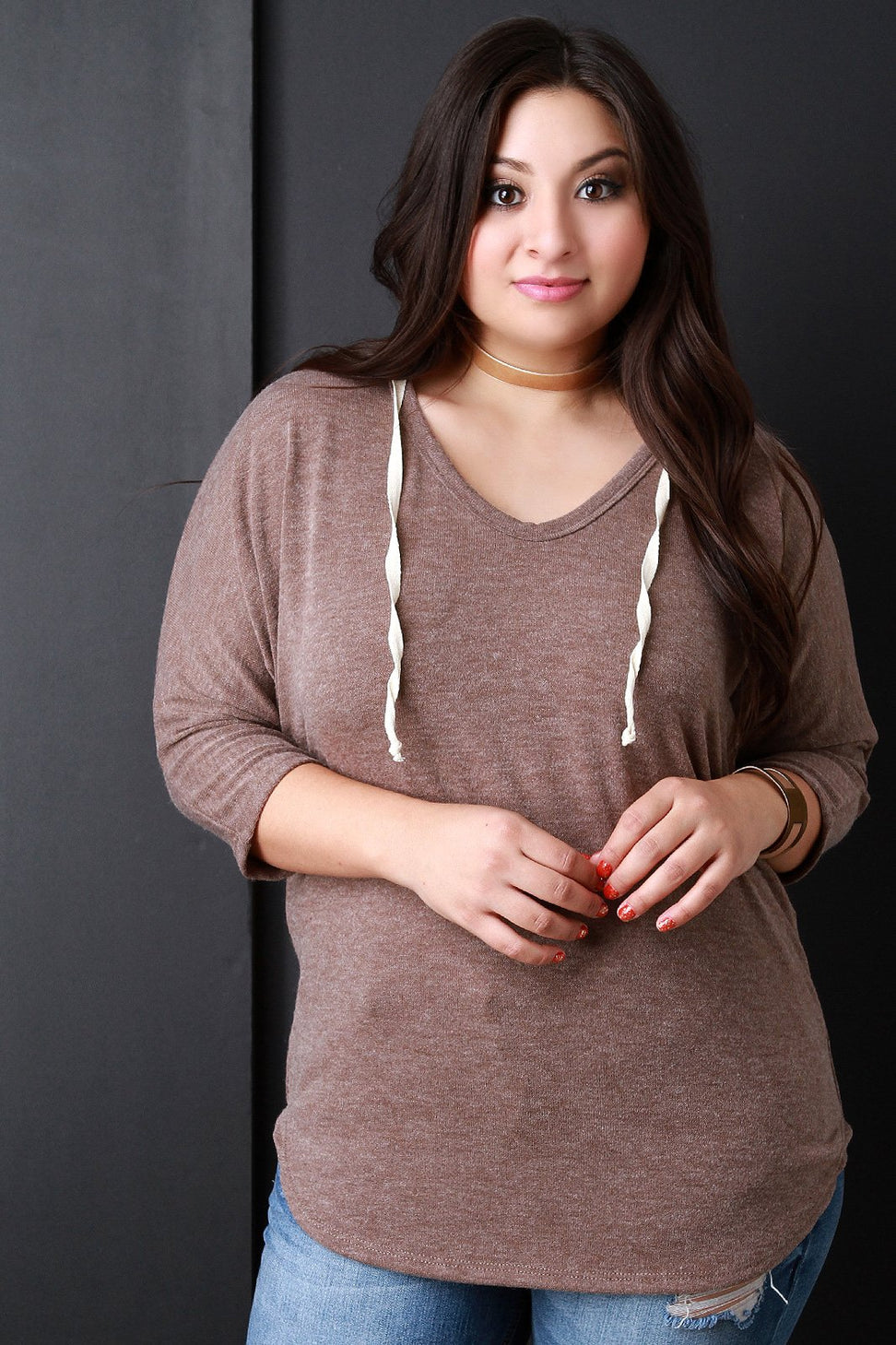 Casual Hooded Dolman Sleeve Sweater