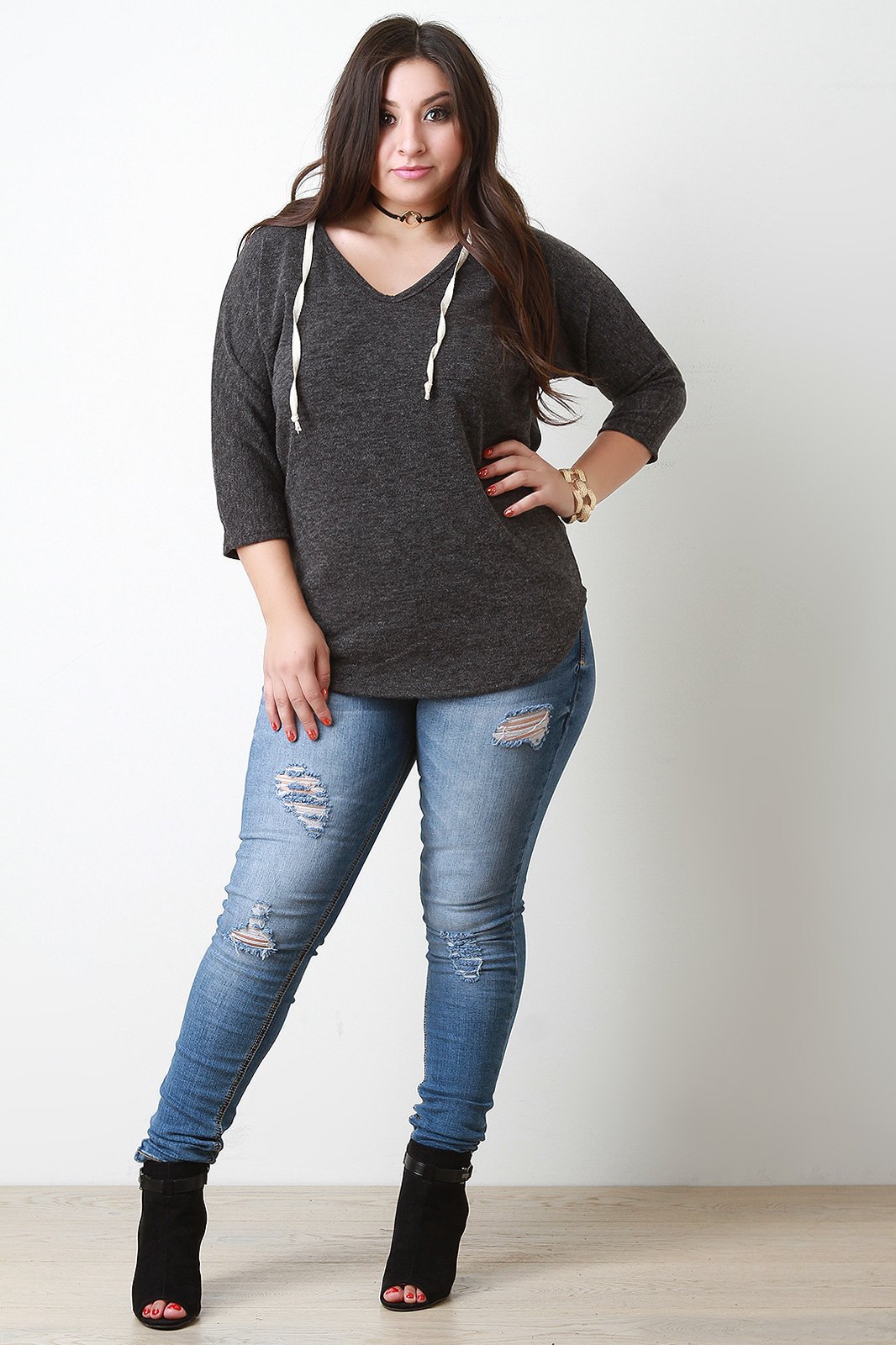 Casual Hooded Dolman Sleeve Sweater