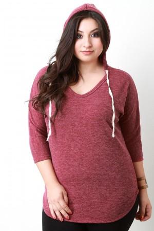 Casual Hooded Dolman Sleeve Sweater