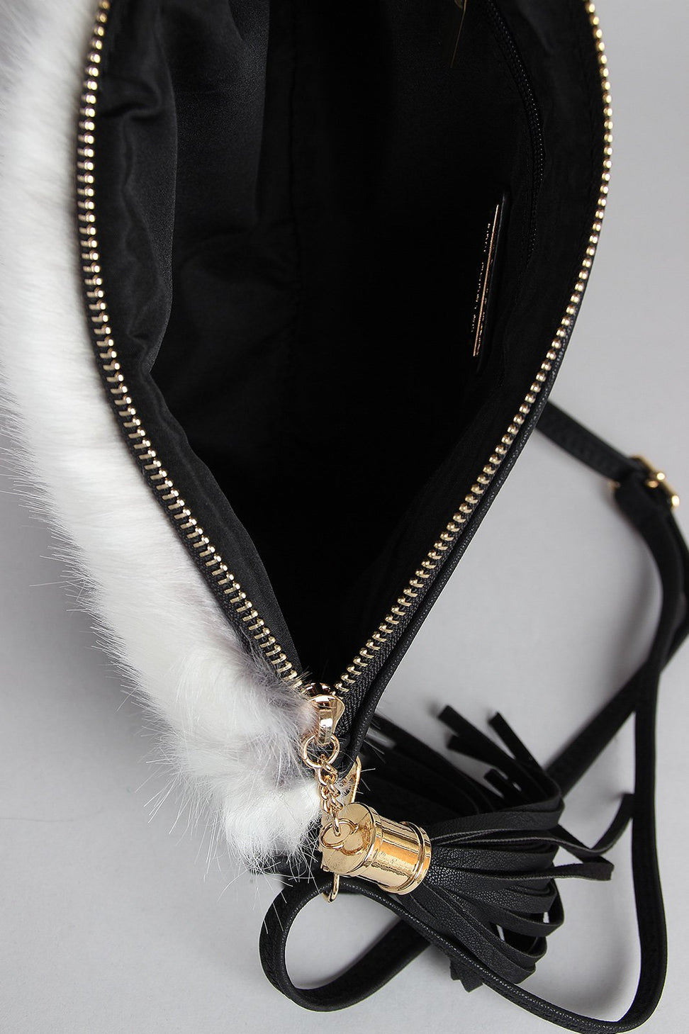Faux Fur Striped Crossbody Bag