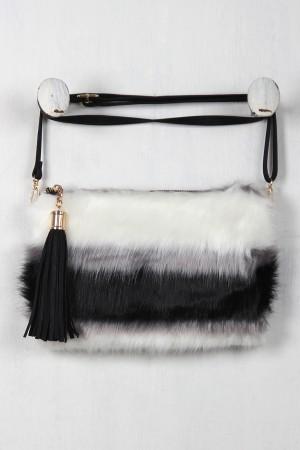 Faux Fur Striped Crossbody Bag