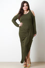 Cold Shoulder Draped Skirt Maxi Dress