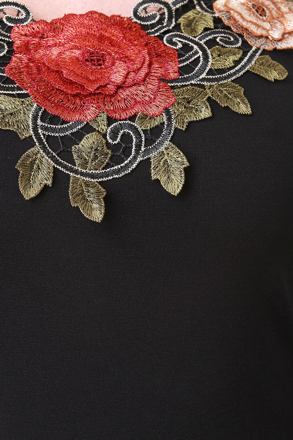 Floral Embroidered Yoke Midi Dress - NoveltyOne