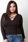 Crisscross V-Neck Long Sleeves Top