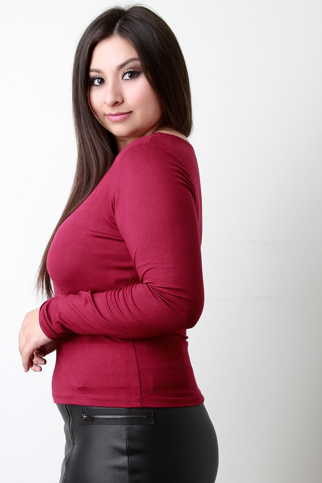 Crisscross V-Neck Long Sleeves Top